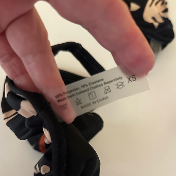 Commense Black Orange Bird Print Bikini Top & Scrunchie Booty Bottoms NWT XS - Picture 12 of 16